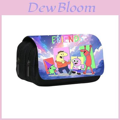 Smiling Friend Double Layer Pencil Case Cartoon Microfiber Storage For Students And Kids