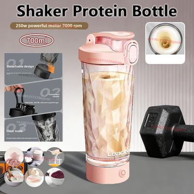Tragbarer Protein Shaker 700ml Fitnessflasche mit elektrischer Mischscheibe für Fitness-Enthusiasten Sportler Perfekt für Outdoor-Fitnessstudio