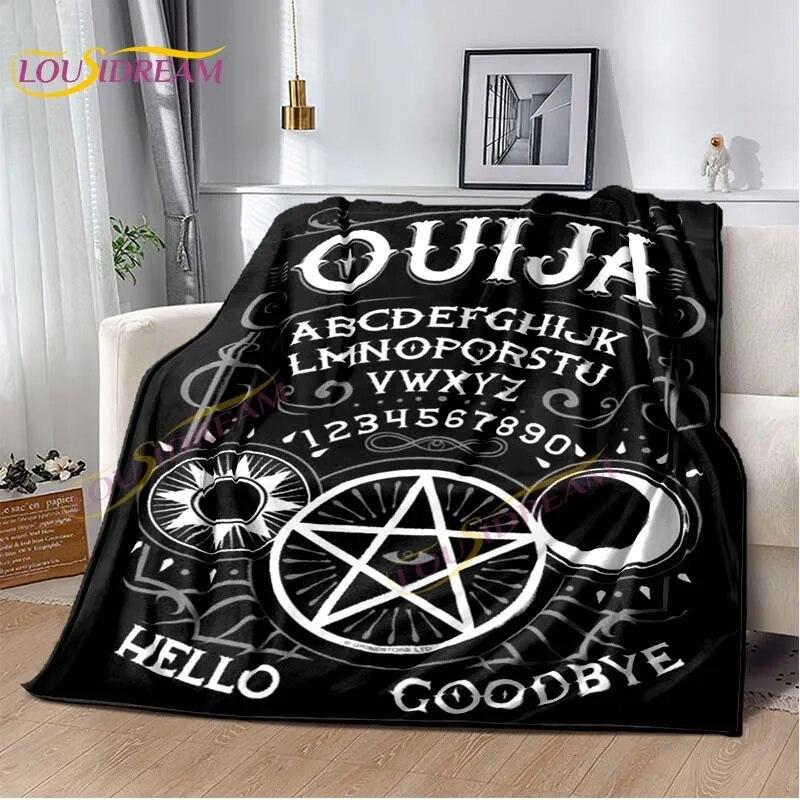 Magic Ouija Board Alphabet Blanket Witchcraft Pentagon Blanket for Bedroom Living Room Sofa Gothic Ouija Hand Flannel Blanket