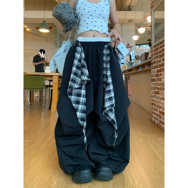Vintage Street Casual Pants Women's Summer Thin Street Black Paratrooper Tooling Parachute Sweatpants Tide