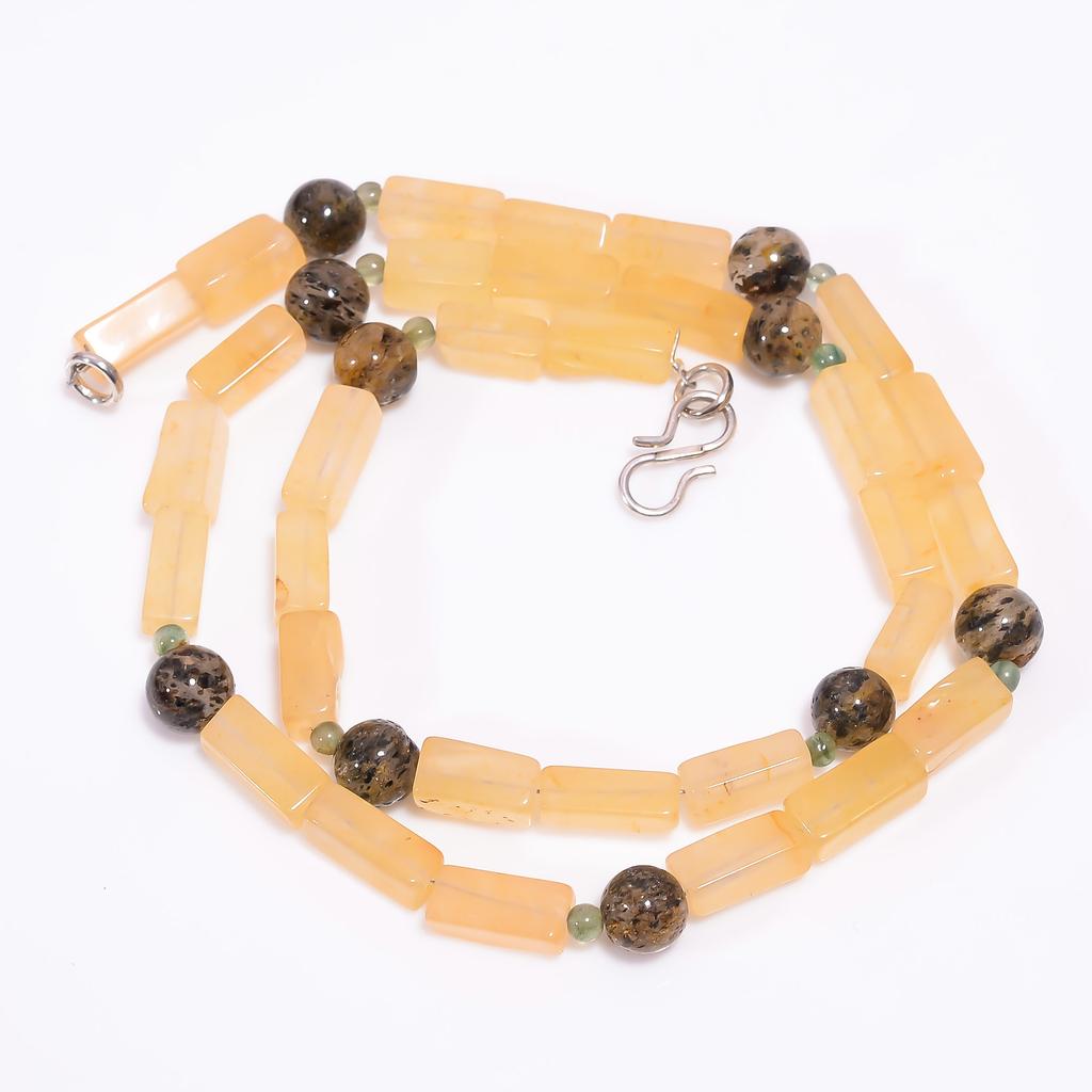 Natural Yellow Aventurine Dot Quartz Gemstone Beads Necklace 2-12 Mm 18" UB-8139 UB-8139