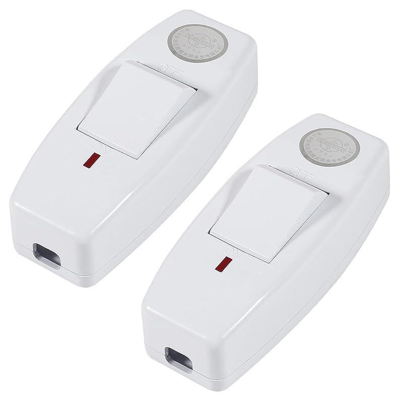 2pcs Inline Cord Switch, AC 250V 6A On-Off Lamp Control Appliance Switch for Bedroom Table Lamp Desk LED Lights(White)