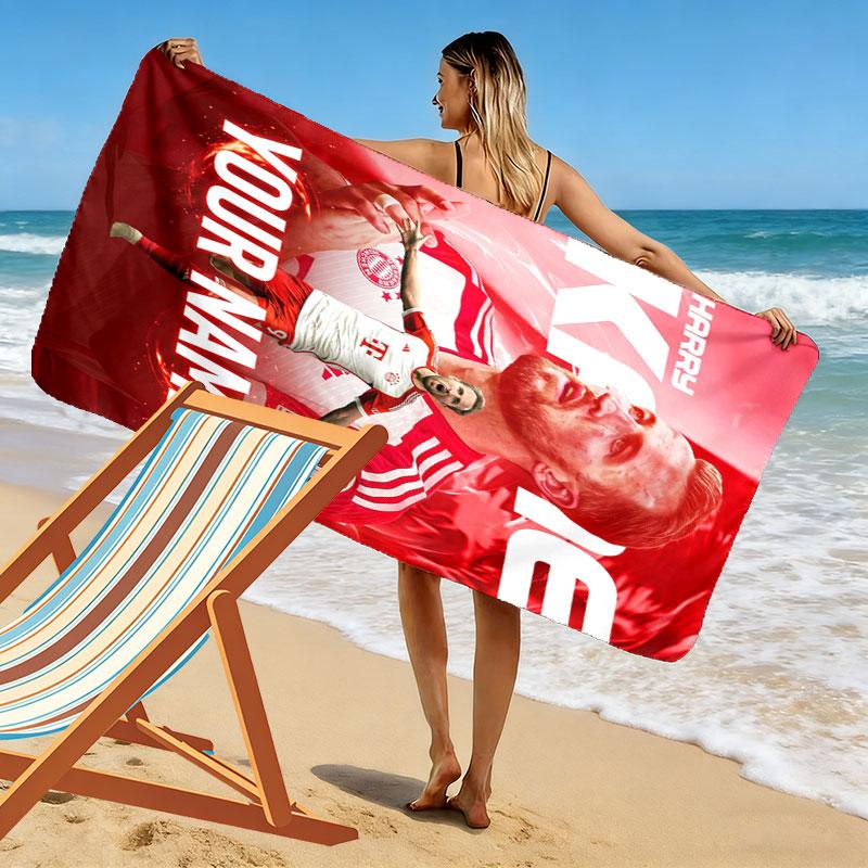 Custom Soccer Print Beach Towel, Large Soft Quick Dry Towel for Beach Camping Swimming