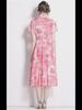 Butterfly Ink Print Slim Fit Swing Dress - Blue & White, Summer 2024