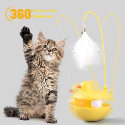 Çıkarılabilir Tüyler ve Çanlar ile Devrilmez Kedi Oyalayıcı Oyuncak - Kendi Kendini Eğlendiren Yavru Kedi Oyun Çubuğu Temizlemesi ve Yeniden Montajı Kolay