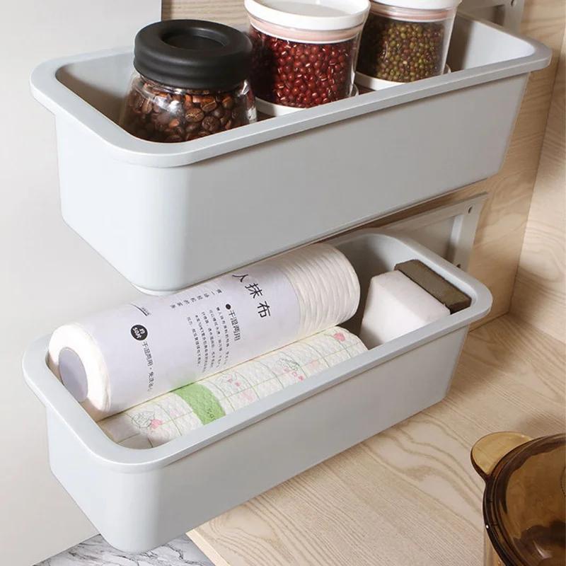 Küchenspülenschrank-Aufbewahrungsregal Gewürzflaschenhalter Organizer-Regal Badezimmer-Organizer-Ständer Wandmontierte Kunststoff-Essstäbchenbox