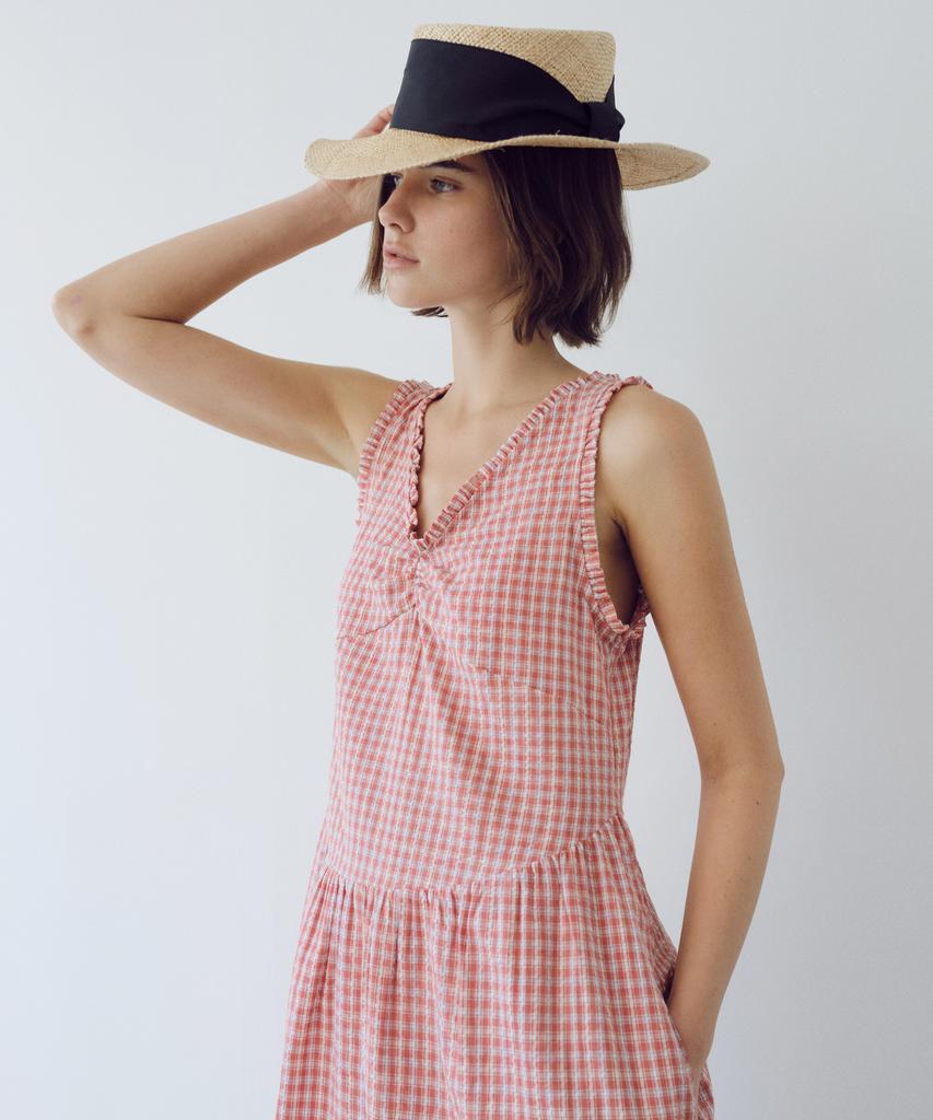 Yulago Check V Shirring Dress