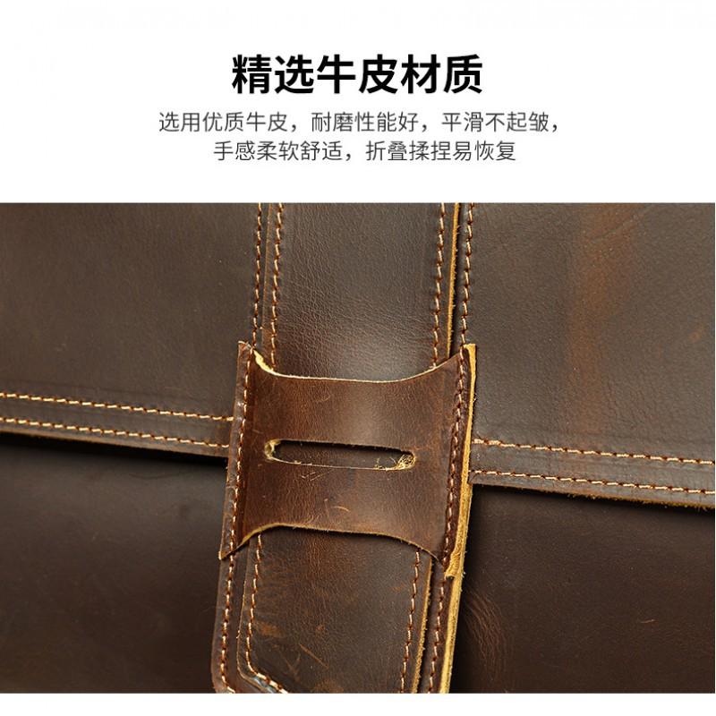 New Leather Large Capacity Men's Crossbody Bag High-end Leisure Travel Shoulder Simple Atmospheric Small Square