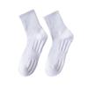 Men's White Summer Basketball Socks - Sweat-Absorbent, Deodorant, Mid-Tube, Ideal for Running & Sports