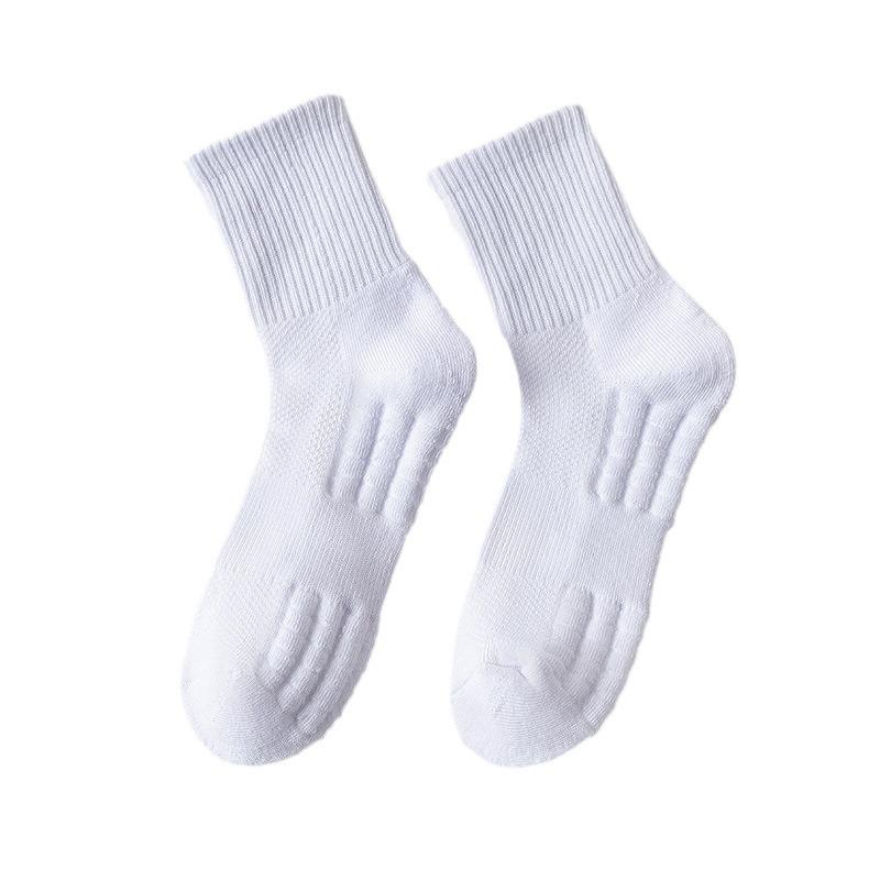 Men's White Summer Basketball Socks - Sweat-Absorbent, Deodorant, Mid-Tube, Ideal for Running & Sports