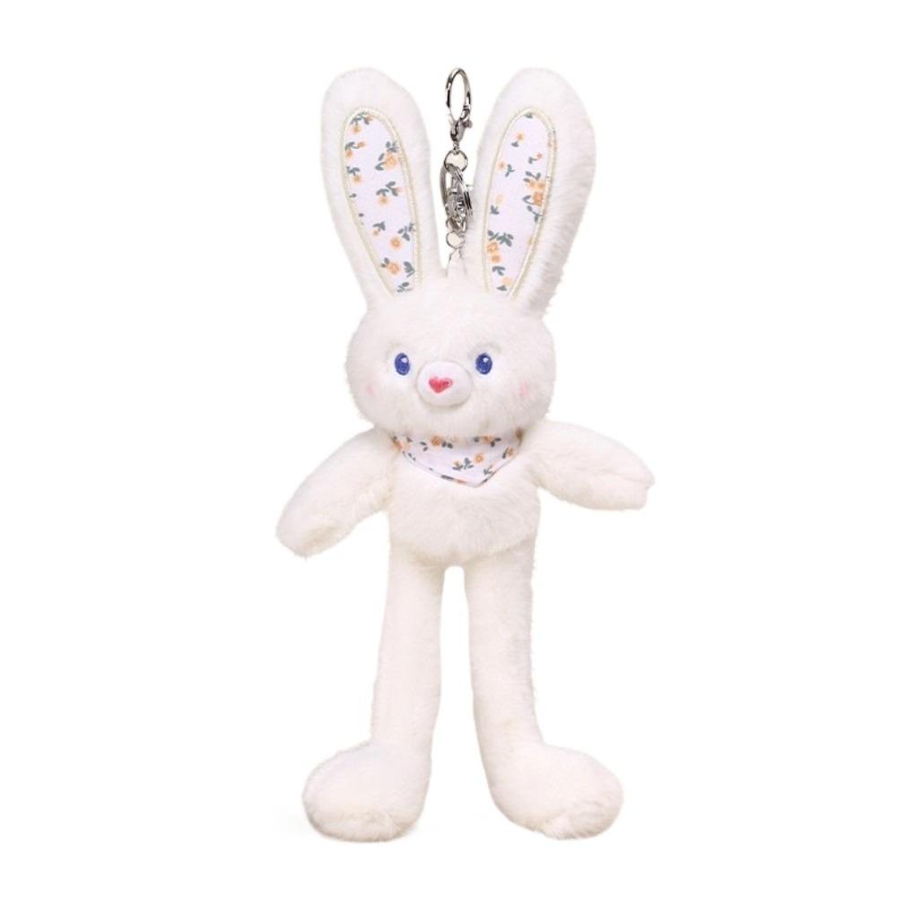 

Веселый интерактивный кулон в виде кролика, цветочный брелок для ключей от машины, кавайный плюшевый брелок в виде кролика для девочек белый