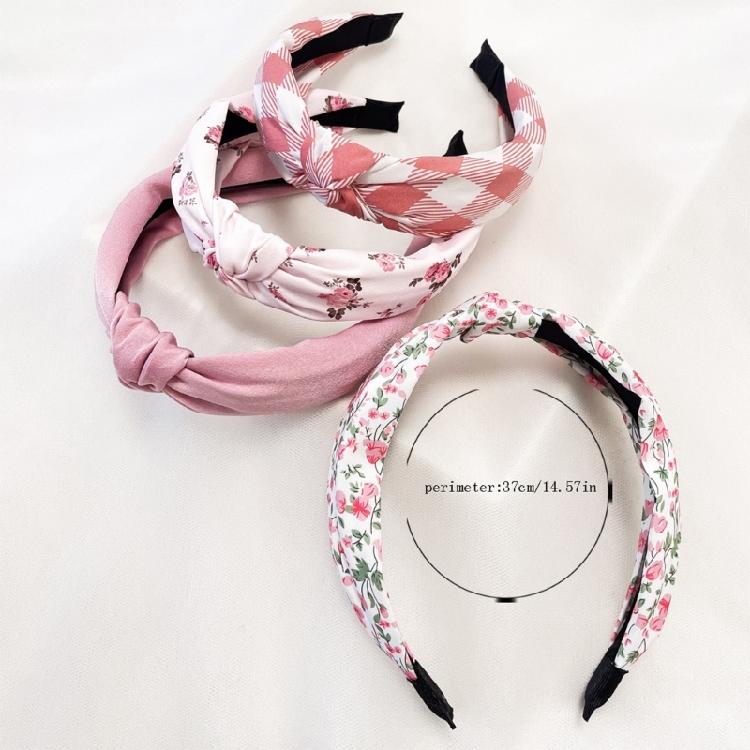 Lightweight Knot Headbands Pink Print Cloth Hair Band For Women Kids Easy To Carry Daily Use