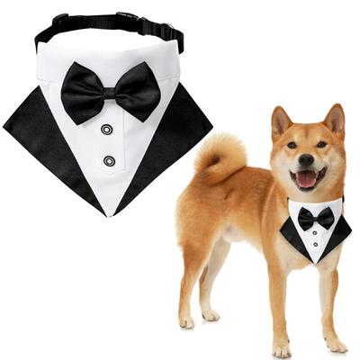 Verstellbarer formeller Hund-Smoking-Kragen mit Fliege Welpen-Bandana Große Hunde Jungen Hochzeitskostüm Haustier-Geburtstagsparty-Zubehör