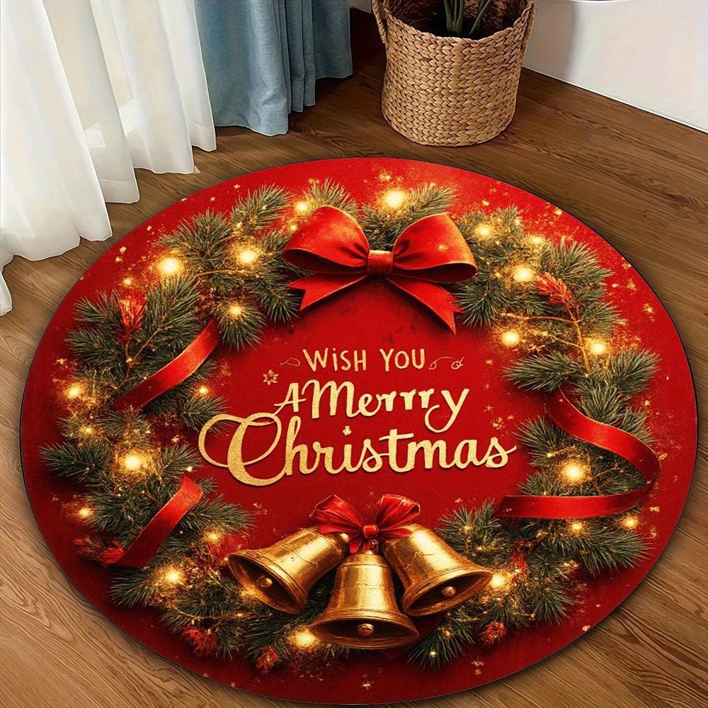 Festive Delights: Christmas Themed Round Rugs for a Magical Holiday Home Bedroom room floor mats New Year home decoration