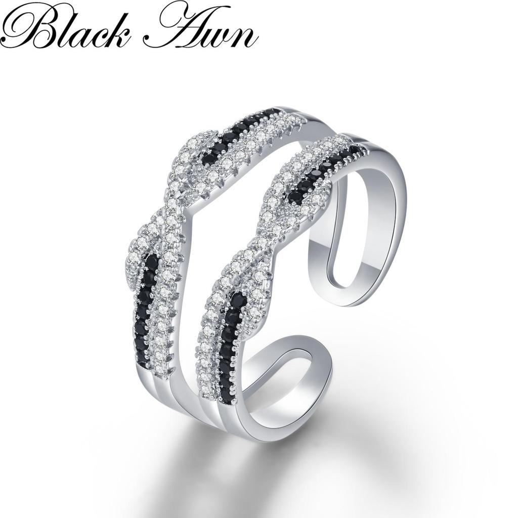 Black Awn Anello Anello di personalità per gioielli neri, misura regolabile