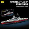 2738 Teile Zweiter Weltkrieg Deutsches Schlachtschiff Tirpitz Modellbausatz Pädagogisches Kriegsschiff Montagespielzeug für Kinder Geschenk Puzzle Blöcke