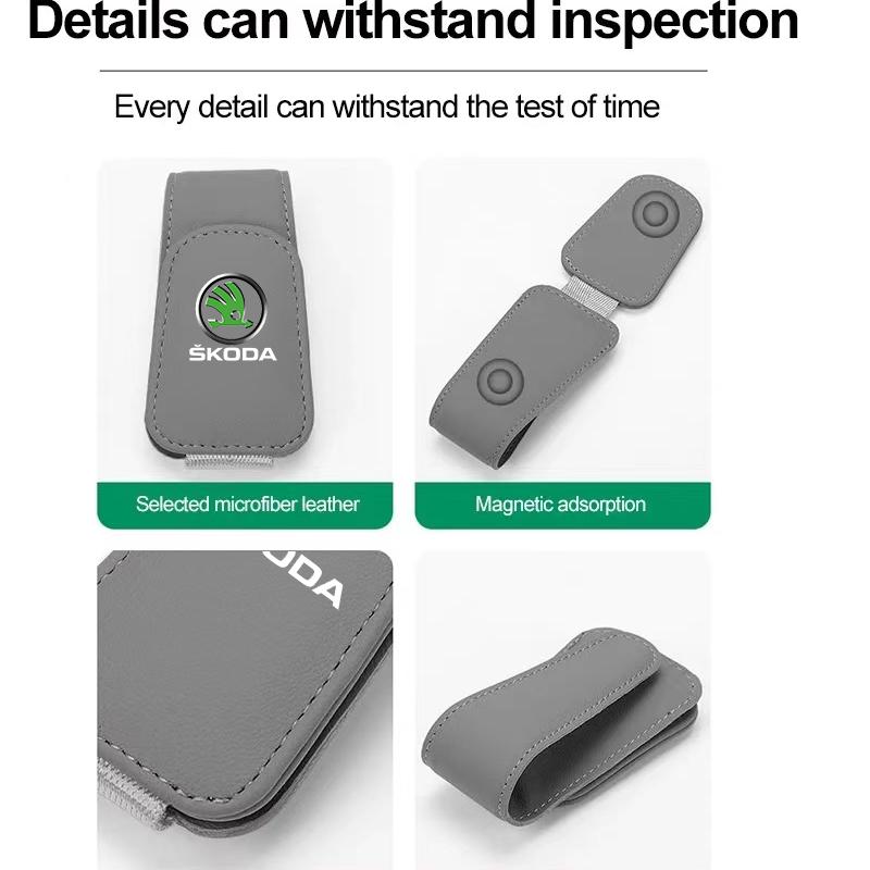 Car Sun Visor Glasses Clip Eyeglasses Clip Automobile Sunglasses Holder Card Case For Skoda Octavia Fabia Kamiq Kapoq Kodiaq OO999