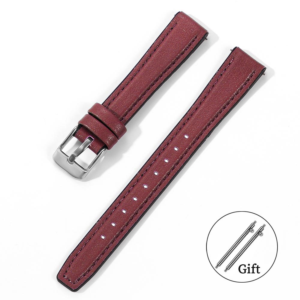 Ultra-dünnes Leder-Uhrenarmband 10mm 12mm 14mm 16mm Weiches Silikon-Uhrenband Schnellverschluss Herren Damen Armband Universelles Handgelenkband