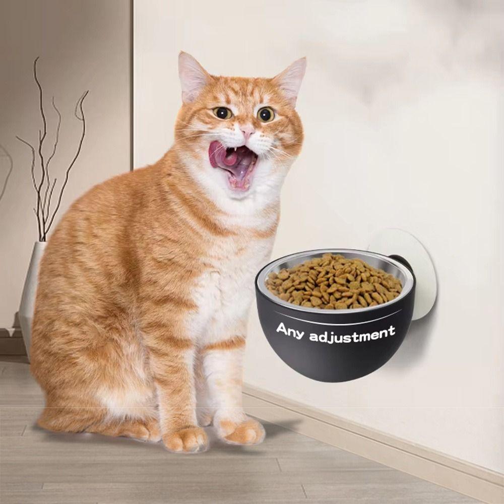 

Adjustable Height Elevated Cat Water Feeder Stainless Steel Pet Food Container Kitten чорний