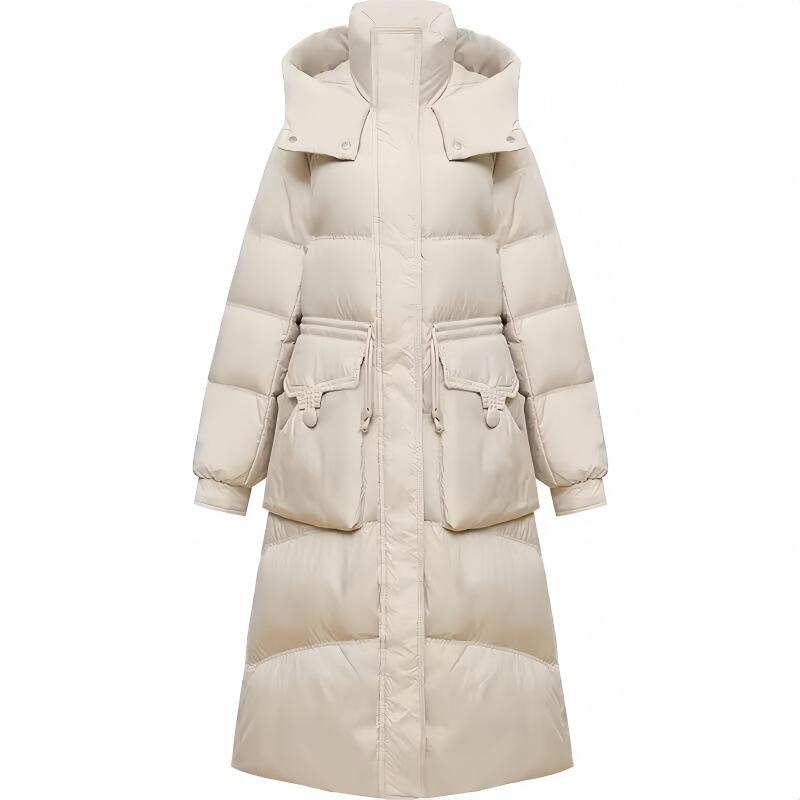 Official winter new down jacket women's medium and long white duck down thickened waist slim and thin coat