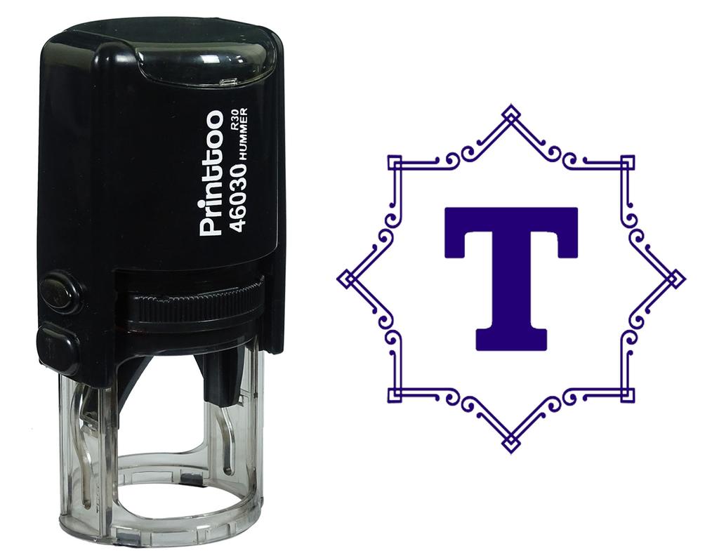Printtoo Octagon Celtic Swirl Frame Alphabet T Monogram Self Inking Rubber Stamp Office