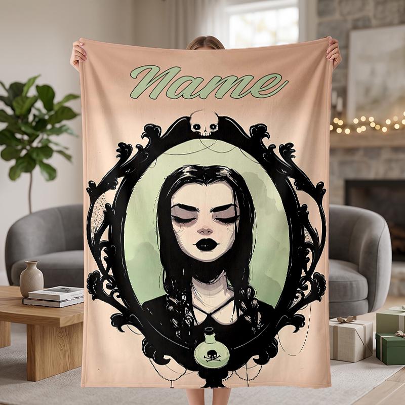 Wednesday Custom Flannel Blankets Soft Warm Cozy Throws for Home Decor Holiday Gifts