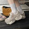 2025 early autumn new small 6cm muffin bottom versatile niche lace-up casual women's fashion breathable dad shoes