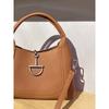 New high-end cowhide leather bucket bag underarm bag handbag crossbody shoulder bag vegetable basket women's bag
