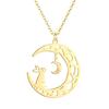 Cxwind Laser Carved Exquisite Fashion Necklace Bunny On the Moon Necklace, Bunny Love Gift, Minimalist Jewelry Christmas Gift