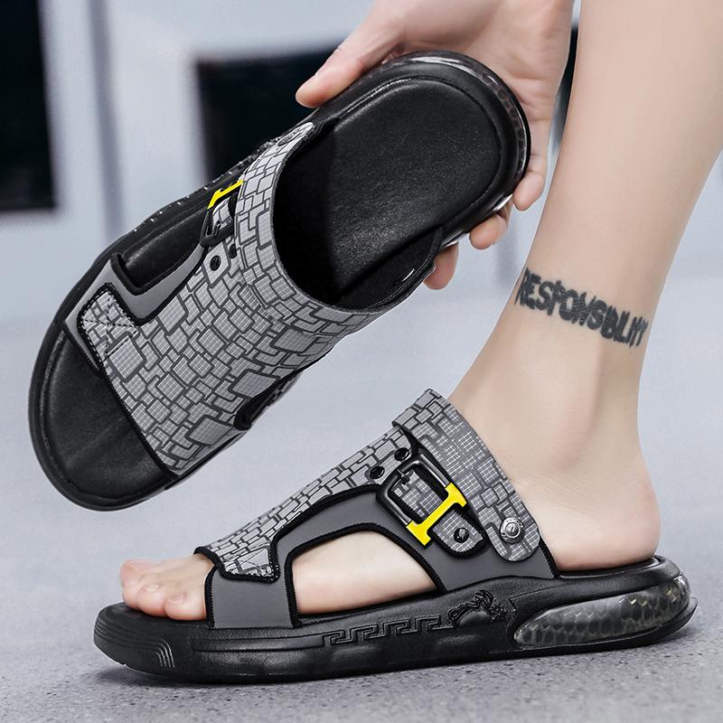 

Мужские тапочки Повседневная обувь Пляжные сандалии Летние уличные шлепанцы Кожаные для ходьбы Комфортные Легкие Роскошные Дизайнерские 39 серый