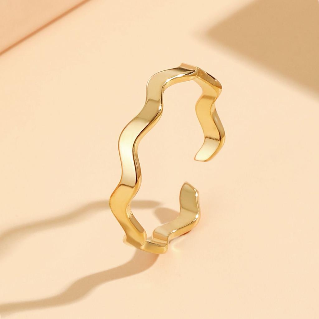 New Fashion Stainless Steel Wave Open Rings for Women Female Adjustable Geometric Möbius Rings Non-fading Jewelry Gift