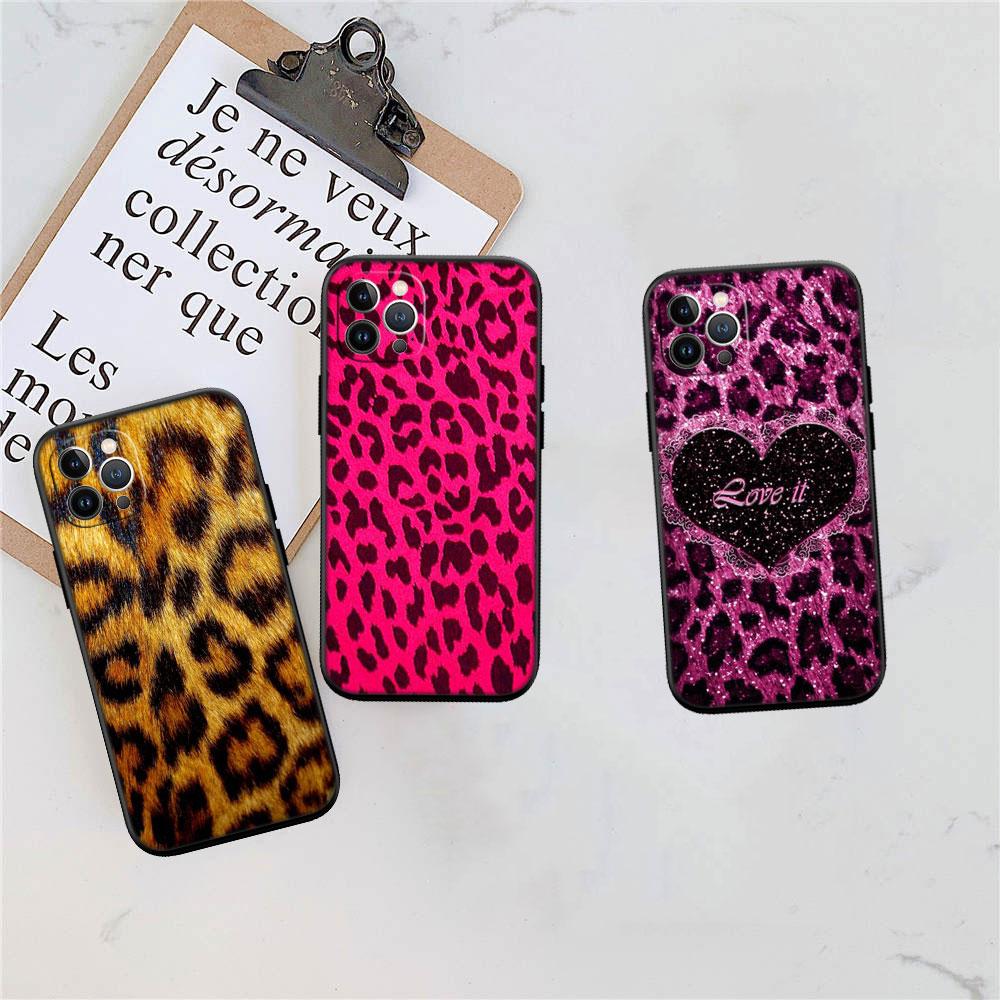 PP51 Pink Leopard Soft Shell Phone Case for iPhone SE X XS XR 11 16E 17 Pro Max Air 8 7 6 6s Plus