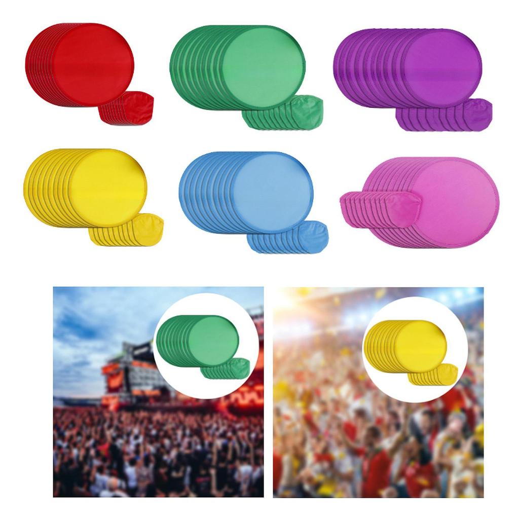 10x Faltfächer Tragbar Handgehalten Klassisch Polyester Wurfscheibe Runder Fächer für DIY Outdoor-Aktivität, Werbung, Auftritt