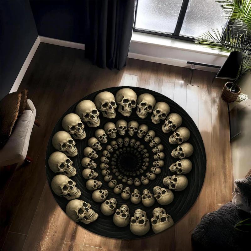 1PC 3D Illusion Halloween Area Rug, 3D Skeleton Halloween Rug, Spooky Stairs Illusion Carpet, Gothic Halloween Area Rug Gift