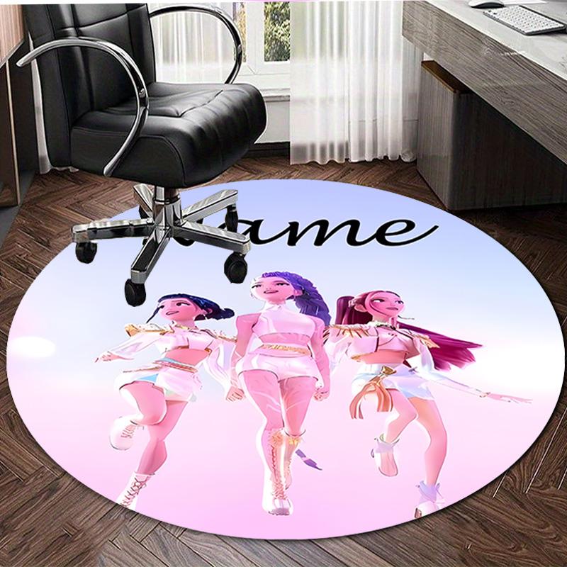 Personalized K-KPop Demon Hunters Round Chair Office Rug - Perfect for Mat, Office Chair & More - Ideal Gift for Birthdays and Holidays