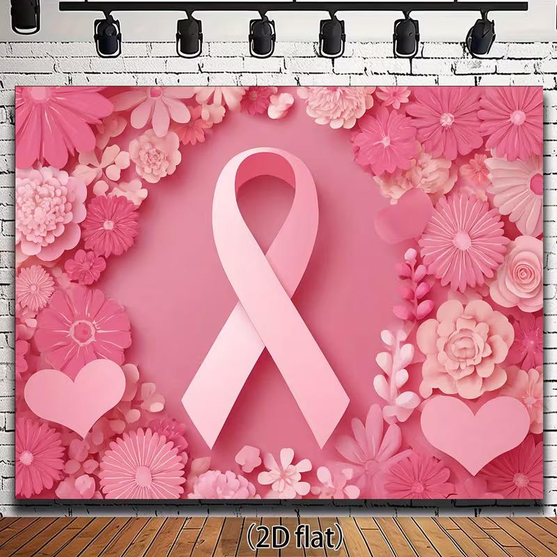 

2D Breast Cancer Awareness Floral Background for charity events, fundraisers and awareness campaigns 47.2x31.5inch/120*80cm