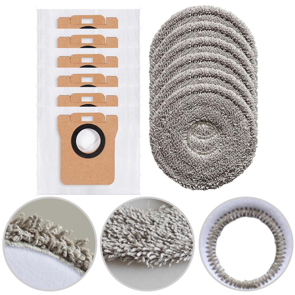 6Sets Vacuum Cleaner Parts 6 Mop Pad 6 Dust Bag Replacement For Xiaomi For Dreame For L10 Ultra For L20 Ultra For L30 Ultra