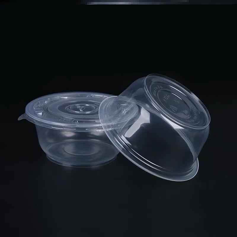 ZISIZ Disposable Round Plastic Bowl with Lid