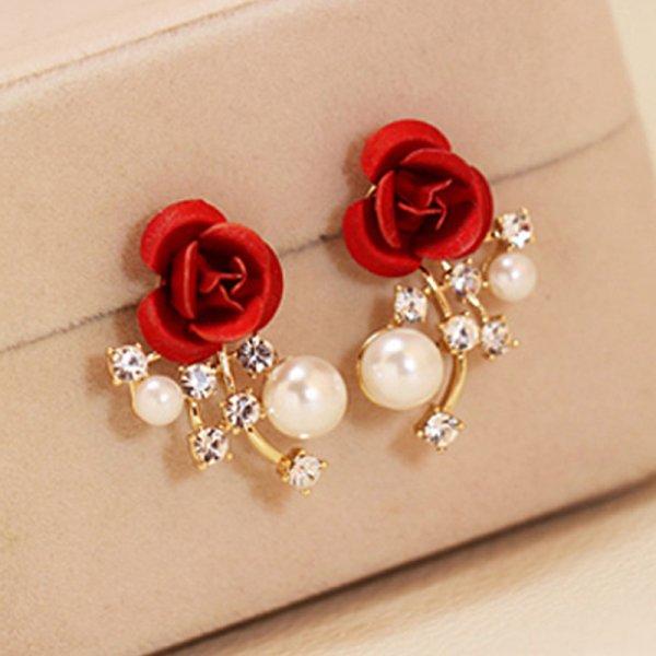Licht Luxus Rosa Rose Blume Stud Ohrringe Für Frauen Exquisite Zirkon Schmetterling Temperament Ohrring Weihnachten Party Schmuck