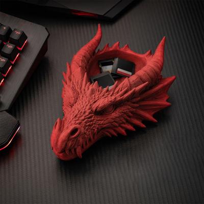 Plateau de rangement tête de dragon imprimé en 3D, Organisateur de bijoux de bureau 10,6 cm x 4,8 cm, Ornement en forme de dragon style gothique sombre, Décor résistant à la décoloration et à la casse