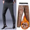 Winter Men 'S Warm Slim Casual Pants Thickening Fleece Skinny Stretch Trousers Black Gray Male Brand Clothes 