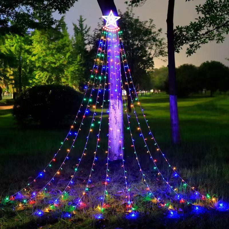 Flowing Color LED Star Waterfall Light - Outdoor Christmas Decoration