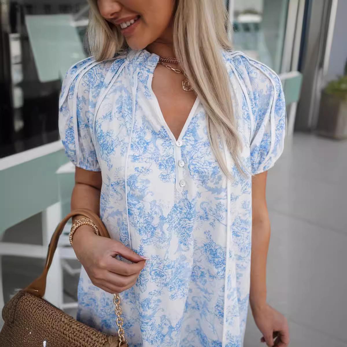 

Women s Summer Floral Casual Loose Short Sleeve Irregular Dress XXXL сірий колір