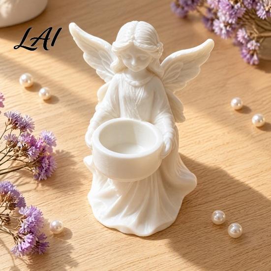Elegant Winged Angel Ornament Figurine Candle Holder 3D Printed PETG Modern Home Aesthetic Decoration Sculptural Stable Base Decorative for Desktop