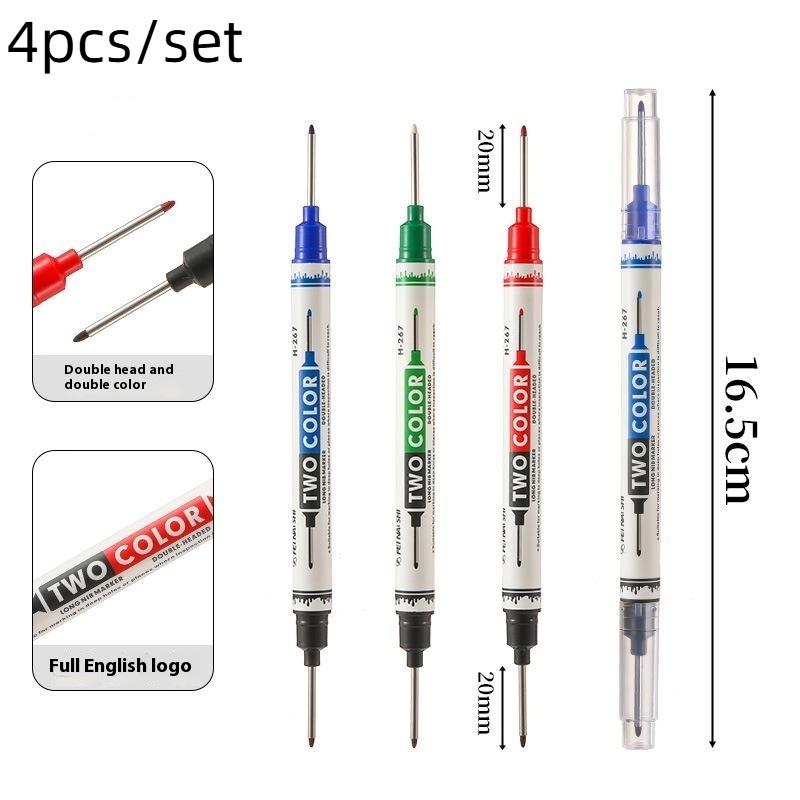 1/4Pcs Long Head Deep Hole Marker Pen Woodworking Decoration Permanent Marker Pen Waterproof Metal Perforating Pen