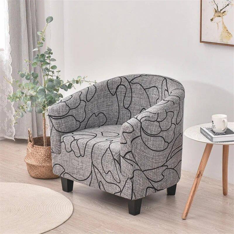 Floral Club Bath Tub Chair Cover Spandex Single Armchairs Cover Stretch Sofa Couch Slipcover for Living Room Furniture Protector