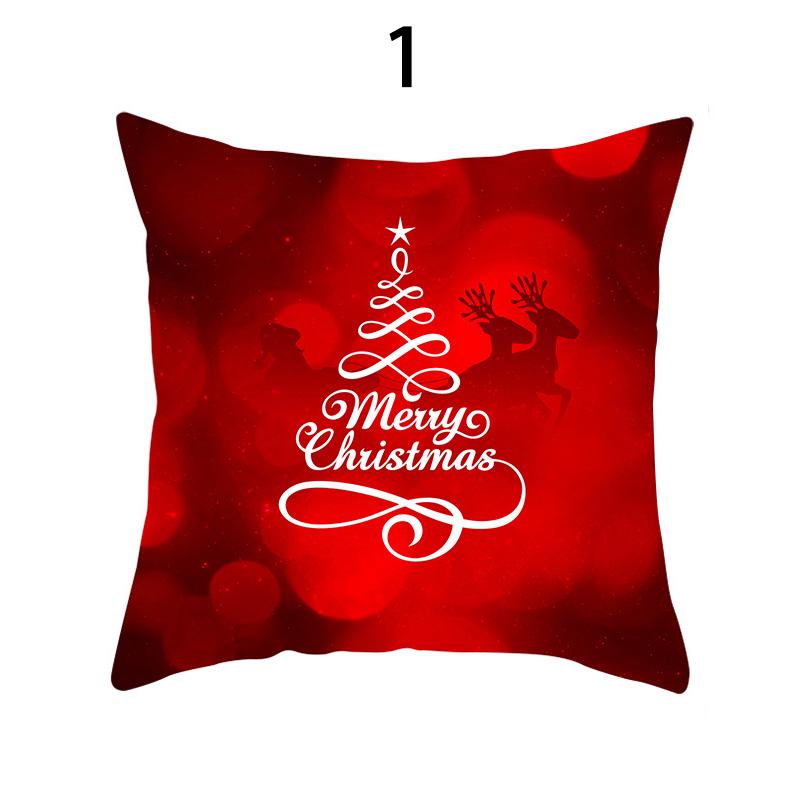 Merry Christmas Cushion Cover Xmas Pillowcase Happy New Year Navidad Santa Claus Red Pillow Cover Ornament Gifts Home Decor