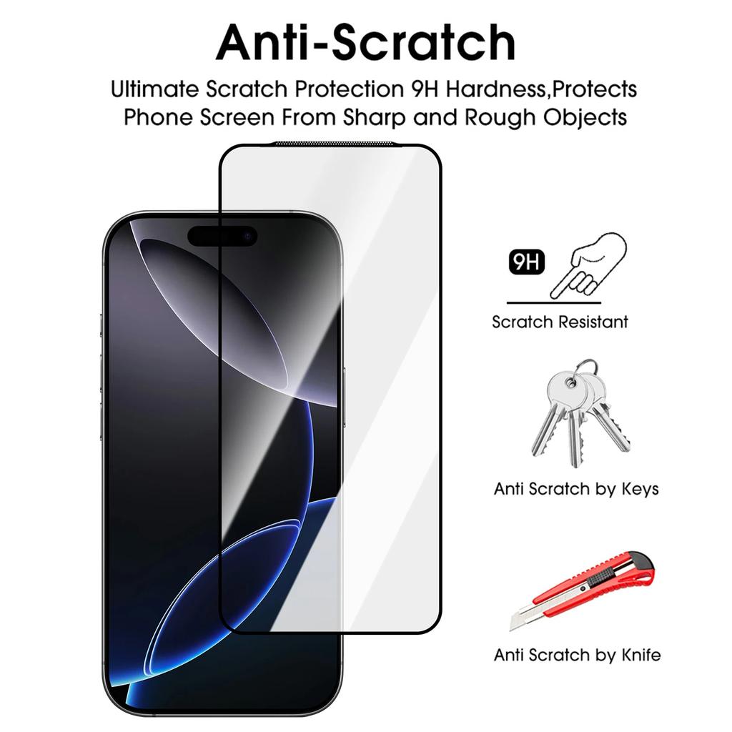 Pro iPhone17 17air 17pro max 9H tvrdost ochranná fólie z tvrzeného skla pro iPhone 17 11 12 13 14 15 16 kryt plný displej čiré chrániče obrazovky