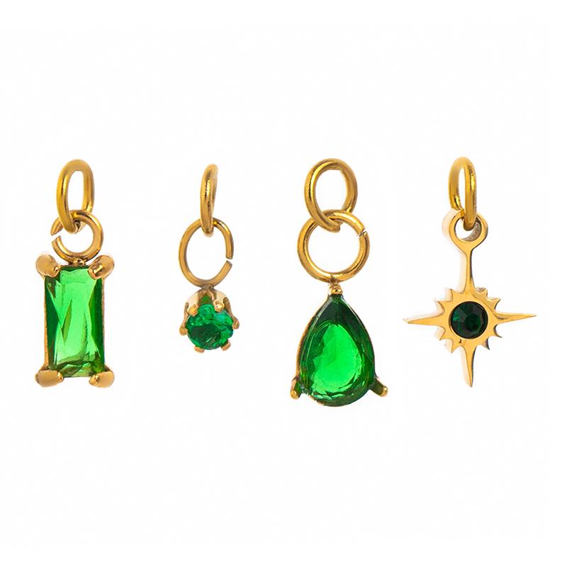 4Pcs/Set Stainless Steel Cubic Zirconia Birthstone Charms Mini Pendants For Diy Necklace Bracelet Jewelry Gift