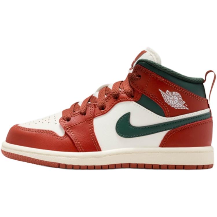 

Кроссовки Air Jordan 1 Mid PS Redstone Midnight Green для детей Sail Pure-Platinum DQ8424-105 32